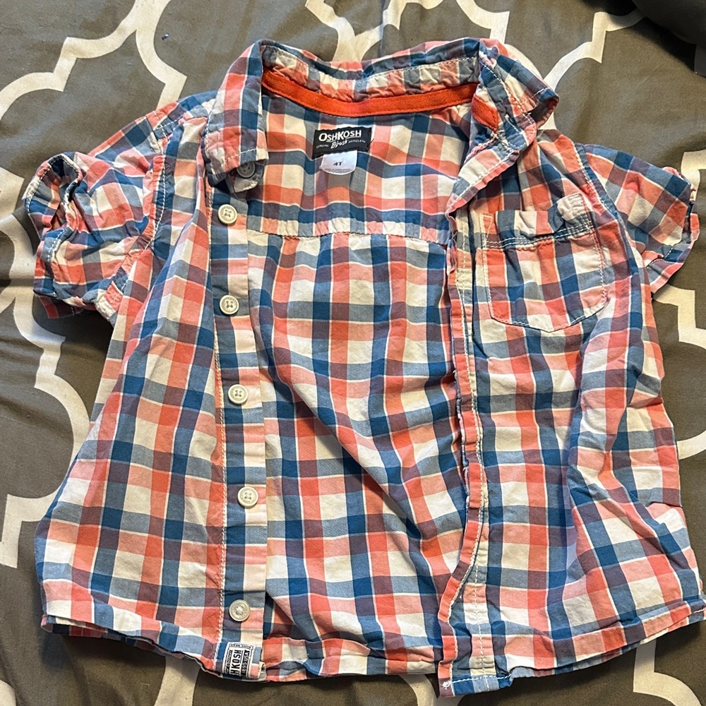 OshKosh B'gosh Kids Plaid Shirt - Blue and Coral
